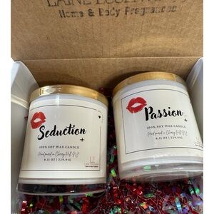 Seduction and Passion Candle Duo with Gold Lids. Non Toxic